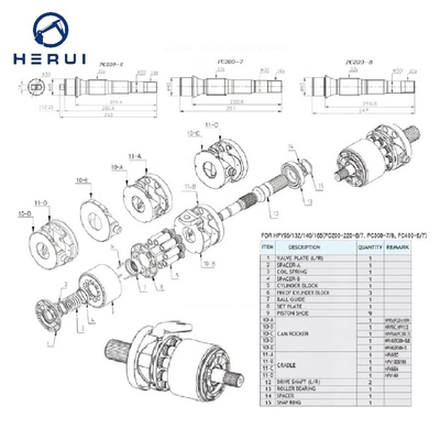 HPV132 HPV140 HPV160 Hydraulic Main Pump Spare Parts Pump PC200-6 PC300-6 For Komatsu