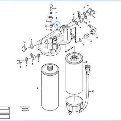 D12 D13 Fuel Filter Housing for  Excavator EC360D E480D 21900852 21870635 With Sensor
