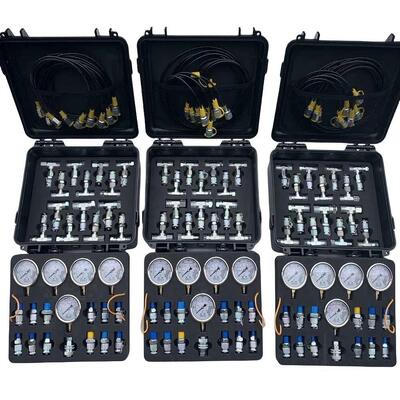 5 Gauges Hydraulic Pressure Gauge Set Hydraulic test Kit Diagnostic Tool for Excavator Hydraulic Pressure Measurement Kit